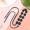 1Pc Imitation Leather Flower Brass Ring Link Chain Waist Belly Chains Belts for Women AJEW-CL0001-49B-7
