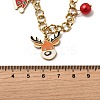 304 Stainless Steel Enamel & Plastic & Resin Deer Christmas Socking Bell Pendant Necklaces for Women NJEW-Z092-02G-3
