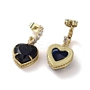 Cubic Zirconia Heart Dangle Stud Earrings EJEW-H308-09G-01-2