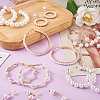 7 Pairs 7 Style Resin Pearl Beaded C-shape & Ring Dangle Stud Earrings FIND-KS0001-16-6