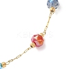 304 Stainless Steel with Faceted Round Glass Bead Cable Chain Necklaces for Women NJEW-G190-02G-6