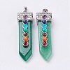 Natural Green Aventurine with Synthetic & Natural Mixed Stone Chakra Big Pendants G-E415-A10-1