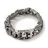 304 Stainless Steel Skull Cuban Link Chain Bracelets for Women Men BJEW-Q341-05C-AS-1