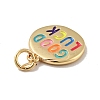 Flat Round with Word Good Luck Brass Enamel Pendants LS-KK-G419-27G-3