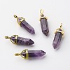 Natural Amethyst Pointed Pendants X-G-G902-A04-2