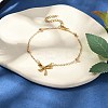 Bowknot Brass Link Bracelets for Women BJEW-TA00537-2