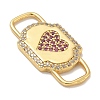 Rack Plating Brass Micro Pave Clear & Orchid Cubic Zirconia Heart Mask Connector Charms KK-L224-065G-2