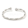 Non-Tarnish Twisted 304 Stainless Steel Cuff Bangles for Women BJEW-P331-08P-2