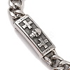 304 Stainless Steel Viking Rectangle with Cross Skull Link Chain Bracelets for Men BJEW-B096-49A-2