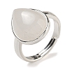 Natural Quartz Crystal Teardrop Adjustable Rings RJEW-K371-08S-17-2