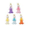 Glass Seed Beaded Flower Figurine Pendants PALLOY-MZ00686-1