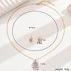 Elegant Vintage Micro Pave Cubic Zirconia Oval Necklace & Stud Earrings Set for Women AT7277-1-1
