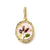 Brass Micro Pave Cubic Zirconia & Enamel Pendants KK-R222-13G-03-1