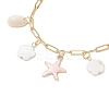 3Pcs 3 Colors Natural Freshwater Shell Beads & Alloy Enamel Charm Bracelets BJEW-JB12214-4