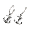 Anchor 316 Surgical Stainless Steel Dangle Half Hoop Earrings for Women EJEW-G416-43AS-4