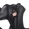 Flower Brass Resin Dangle Stud Earrings EJEW-TA00778-02-4
