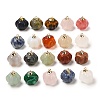 Natural & Synthetic Mixed Gemstone Pumpkin Charms with Golden Tone Brass Bails G-C158-06G-1