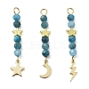 3Pcs 3 Styles Natural Apatite Faceted Round Beaded Pendants PALLOY-JF03604-05-2