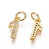 Brass Micro Pave Clear Cubic Zirconia Charms ZIRC-L092-01-G-2