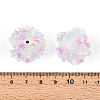 Polymer Clay Rhinestone Beads with Embossed Resin Roses RESI-T059-04M-3