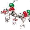 Christmas Theme Glass & Alloy European Beads Bracelets for Women BJEW-JB11198-01-3