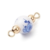 Handmade Flower Printed Porcelain Ceramic Round Links Connector Charms PALLOY-JF04451-02-5