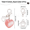 8Pcs 4 Colors Heart Natural Gemstone Pendant Decoration HJEW-CA0001-23-2