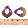 Transparent Resin and Walnut Wood Pendants RESI-T057-07G-4