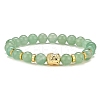 Natural Green Aventurine & Alloy Buddha Head Beaded Strech Bracelets BJEW-JB09420-04-1