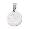 Non-Tarnish Trendy Necklace Findings Flat Round with San Benito 304 Stainless Steel Charms Pendants LS-STAS-L012-A08P-1
