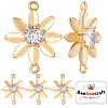Brass Clear Cubic Zirconia Connector Charms KK-BBC0002-18-1