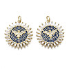 Brass Micro Pave Clear and Blue Cubic Zirconia Pendants KK-Q769-030-NF-1