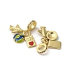 Brass Micro Pave Clear Cubic Zirconia European Dangle Charms KK-F903-11G-2