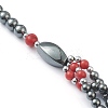 Non-Magnetic Synthetic Hematite & Turquoise Beades 3 Layer Necklaces NJEW-H307-01A-3