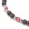 Natural & Synthetic Mixed Gemstone Beaded Stretch Bracelet with Clear Cubic Zirconia Cross for Women BJEW-JB08247-01-6