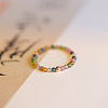 Natural Rainbow Tourmaline Round Beaded Finger Rings WGDC3AE-02-3