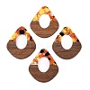 Transparent Resin and Walnut Wood Pendants RESI-T057-07M-1