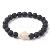 Natural Lava Rock Round & Synthetic Turquoise Turtle Beaded Stretch Bracelet for Women BJEW-JB09700-04-1