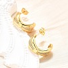 Brass Micro Pave Clear Cubic Zirconia Stud Earrings for Women EJEW-U056-05A-G-3