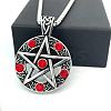 Stainless Steel Ruby Rhinestone Star Pendant Necklaces for Unisex RH8338-2