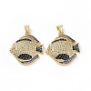 Brass Micro Pave Clear Cubic Zirconia Pendants ZIRC-F135-04G-03-2