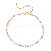 304 Stainless Steel & Natural Agate(Dyed & Heated) Faceted Round Link Chain Anklets AJEW-AN00747-03-2