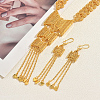 Alloy Heart & Hollow Geometry Filigree Tassel Earrings & Necklaces Sets for Women GO0076-1