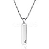 304 Stainless Steel Rectangle with Letter Pendant Box Chain Necklaces FS-WGD7C78-01-1