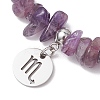 Natural Amethyst Chip Beaded Stretch Bracelets BJEW-JB11133-10-3