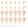 BENECREAT 48Pcs 2 style Brass Stud Earring Findings KK-BC0009-65-1