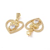 Brass Micro Pave Clear Cubic Zirconia Pendants ZIRC-F134-18G-03-3