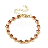 Star Brass Pave Cubic Zirconia Link Chain Bracelets for Women BJEW-P385-03G-05-1