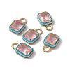 Pink Glass Rectangle Pendants KK-I696-10G-02-3