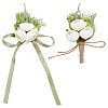 HOBBIESAY 4Pcs 2 Style Silk Cloth Rose Flower Boutonniere Brooch & Wrist Corsage AJEW-HY0001-32-1